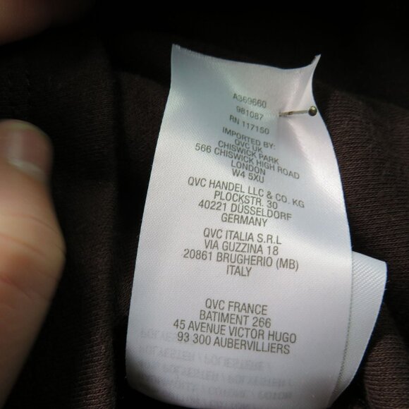 Quacker Factory T Shirt Sz Medium Rainbow Embellished Neckline Brown Long Sleeve - Picture 6 of 9